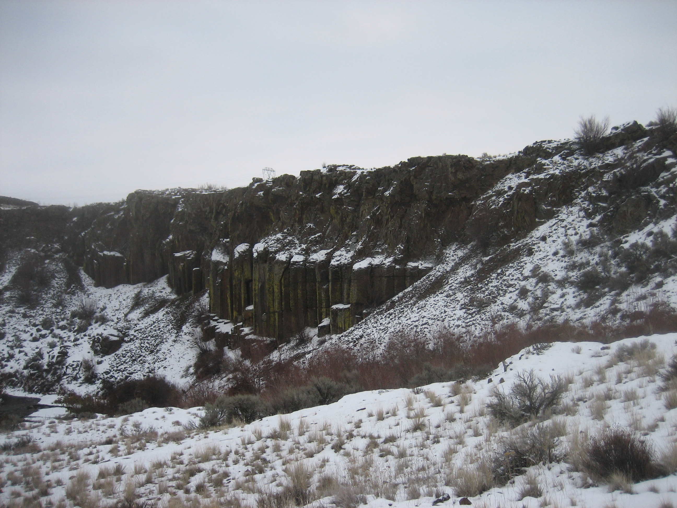 Snow on Columnar Basalt